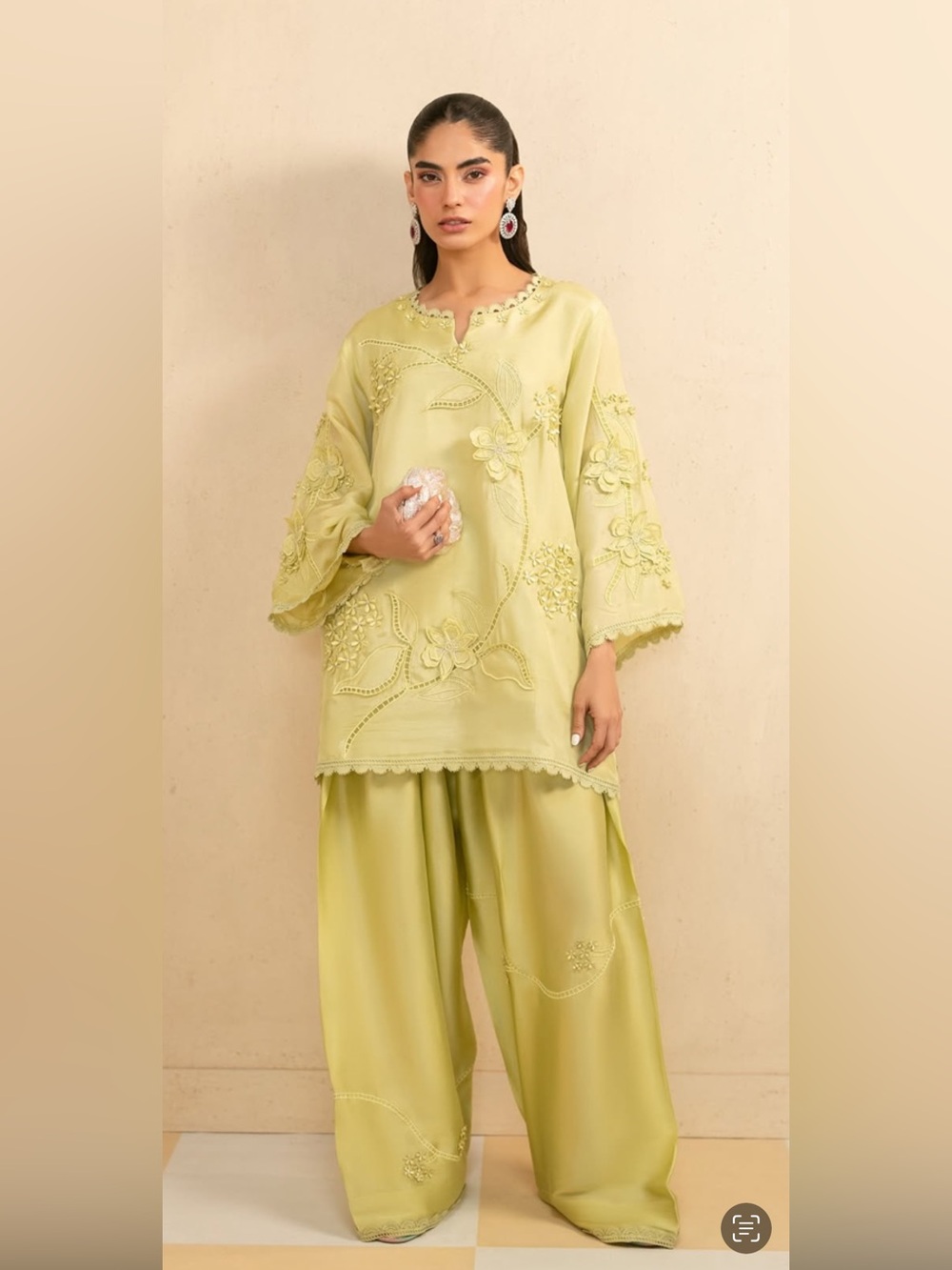 Elegant Lime Green Embroidered Women Salwar Set
